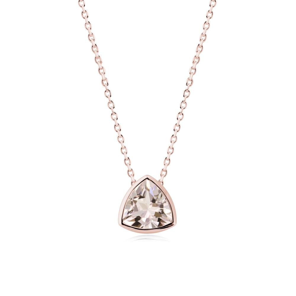 Bezel Set Trillion-Cut Morganite Necklace - LUO Jewelry #metal_18k rose gold