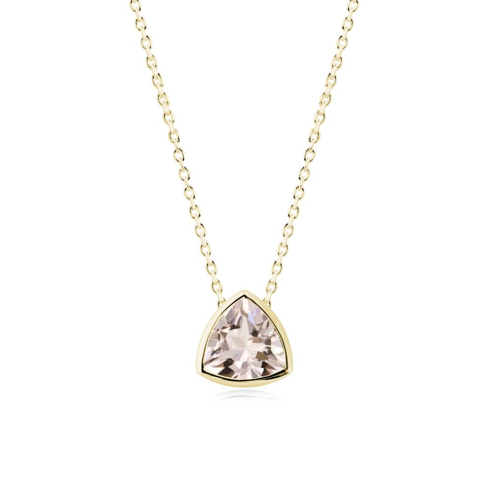 Bezel Set Trillion-Cut Morganite Necklace - LUO Jewelry #metal_18k yellow gold