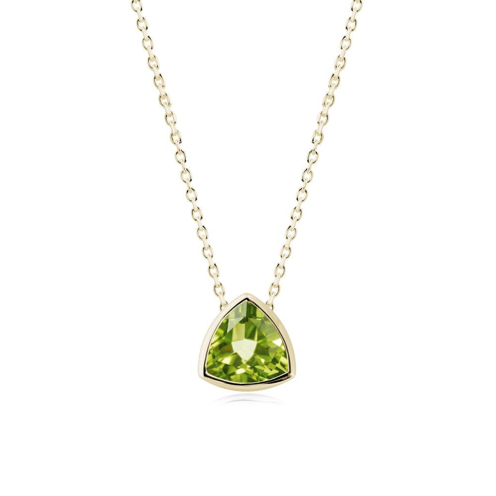 Minimalist Trillion-Cut Peridot Necklace - LUO Jewelry #metal_14k yellow gold
