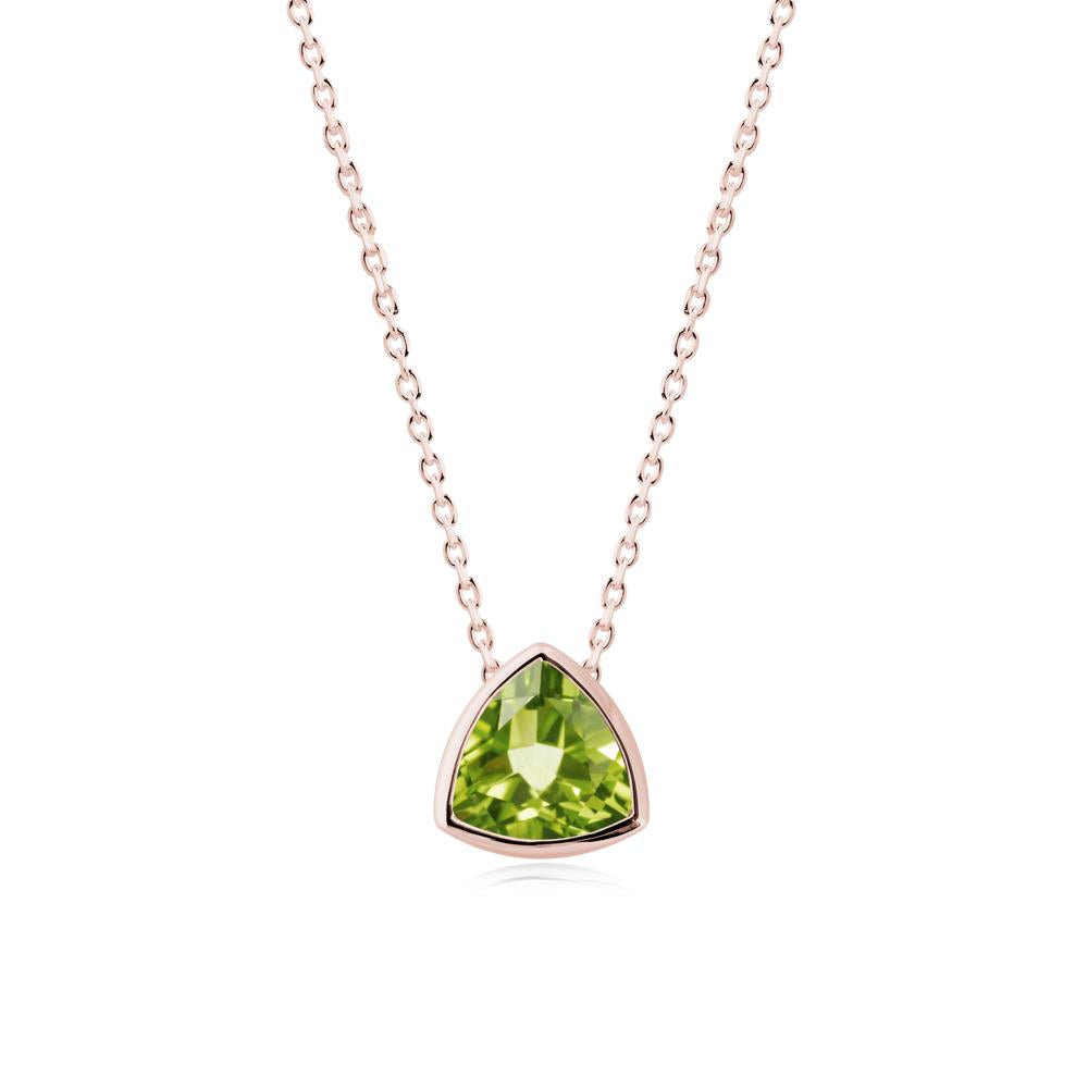 Minimalist Trillion-Cut Peridot Necklace - LUO Jewelry #metal_18k rose gold