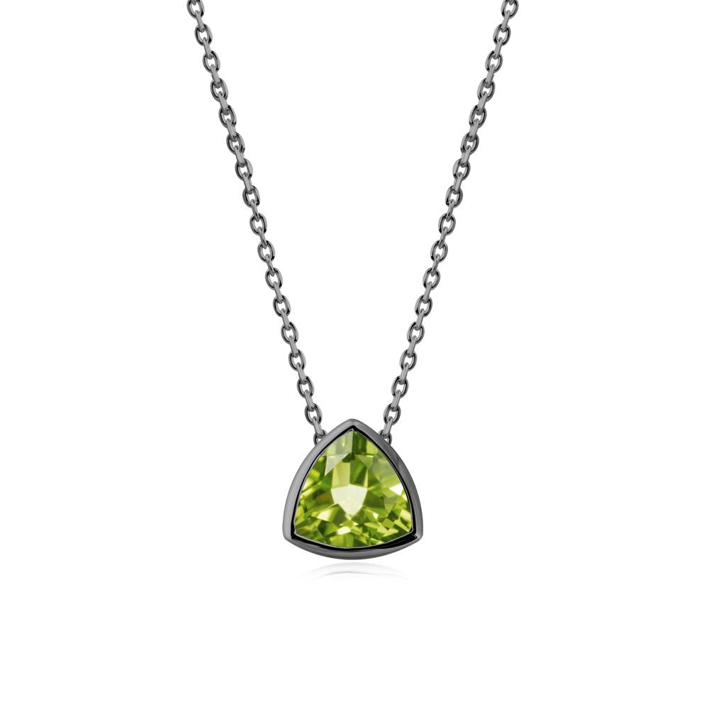 Minimalist Trillion-Cut Peridot Necklace - LUO Jewelry #metal_black finish sterling silver