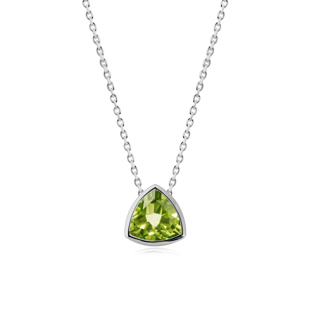 Minimalist Trillion-Cut Peridot Necklace - LUO Jewelry #metal_platinum