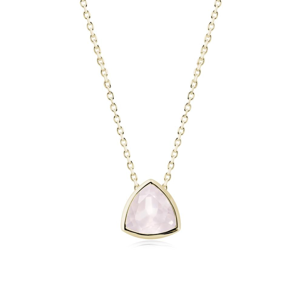 Minimalist Trillion-Cut Rose Quartz Necklace - LUO Jewelry #metal_14k yellow gold