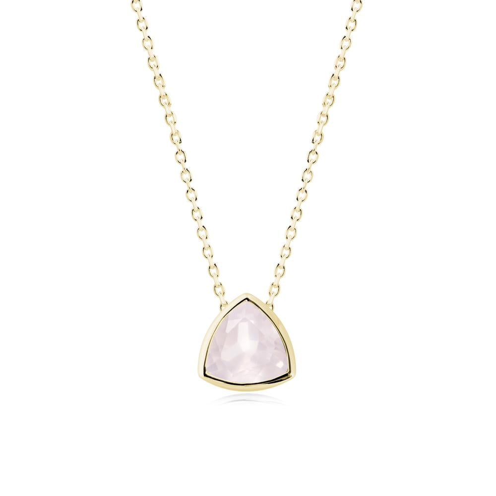 Minimalist Trillion-Cut Rose Quartz Necklace - LUO Jewelry #metal_18k yellow gold