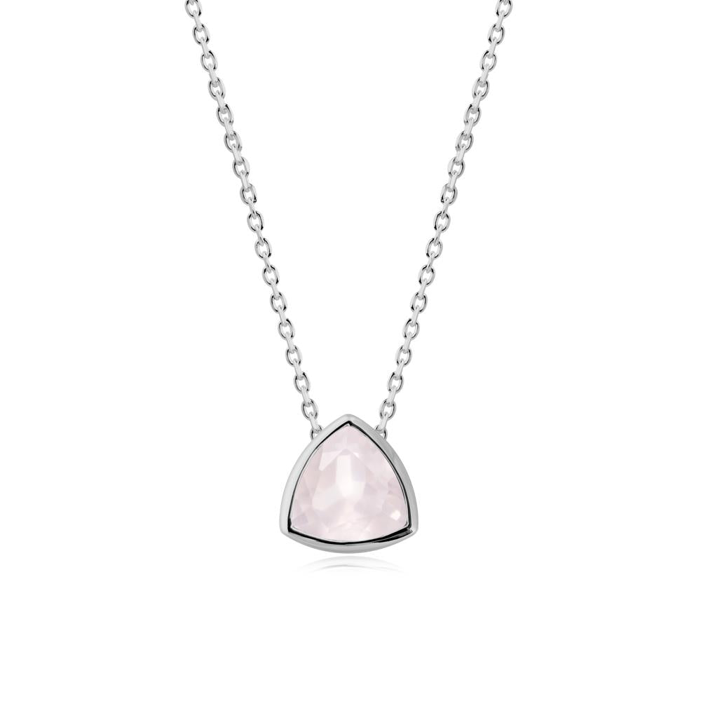 Minimalist Trillion-Cut Rose Quartz Necklace - LUO Jewelry #metal_platinum