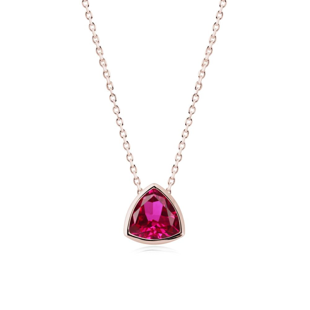 Bezel Set Trillion-Cut Ruby Necklace - LUO Jewelry #metal_14k rose gold