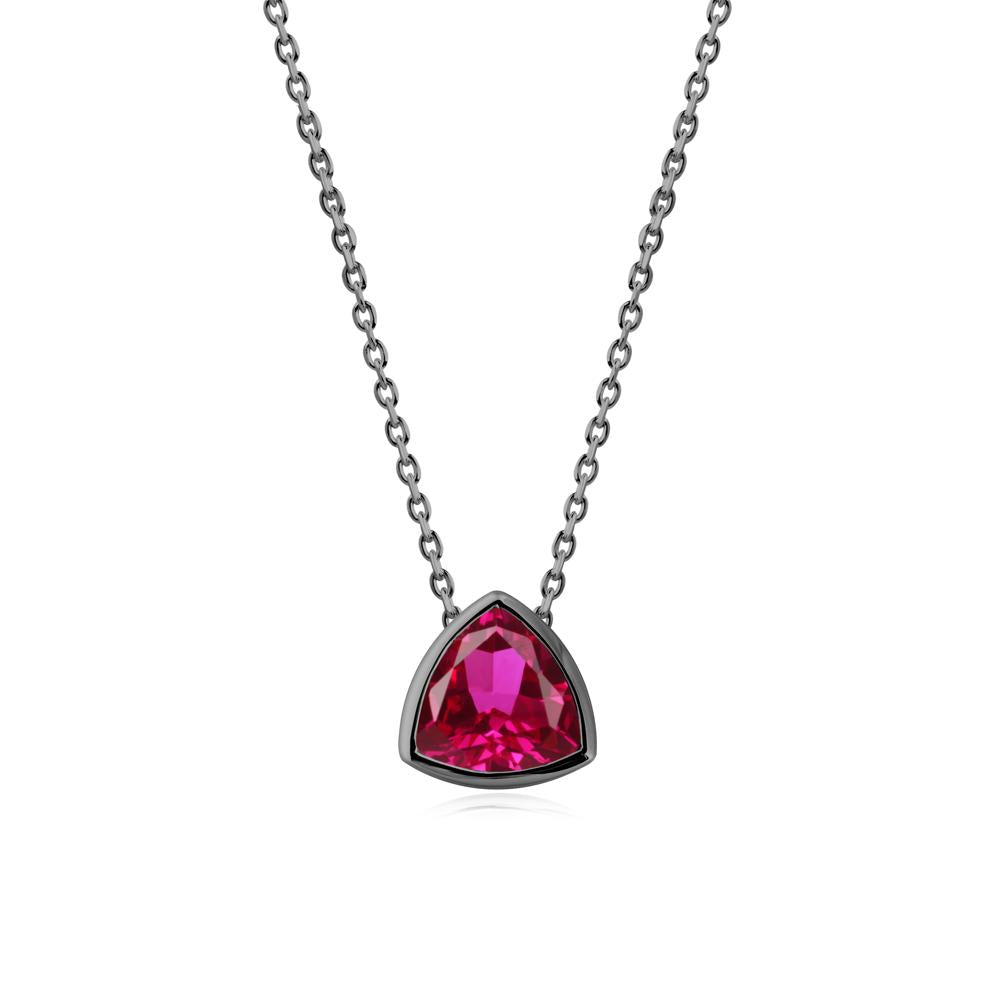 Bezel Set Trillion-Cut Ruby Necklace - LUO Jewelry #metal_black finish sterling silver