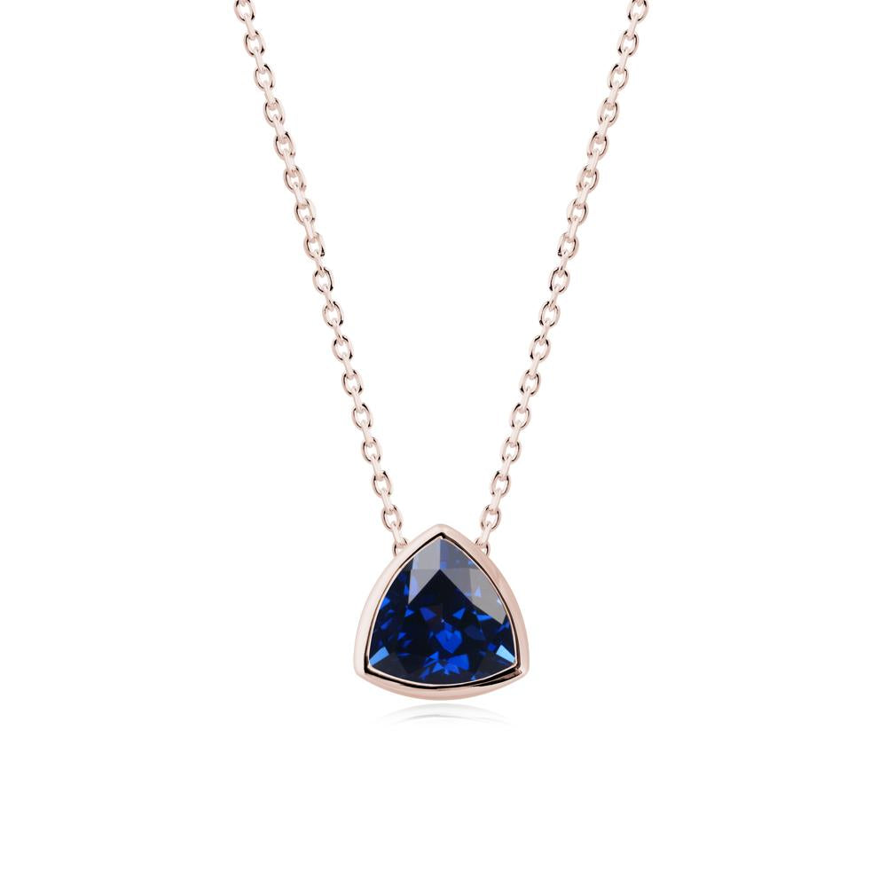 Bezel Set Trillion-Cut Sapphire Necklace - LUO Jewelry #metal_14k rose gold