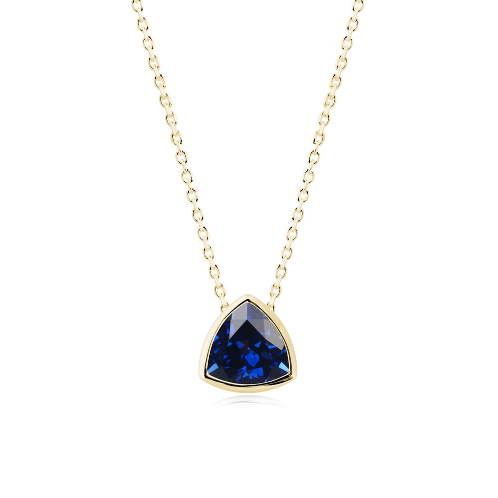 Bezel Set Trillion-Cut Sapphire Necklace - LUO Jewelry #metal_18k yellow gold