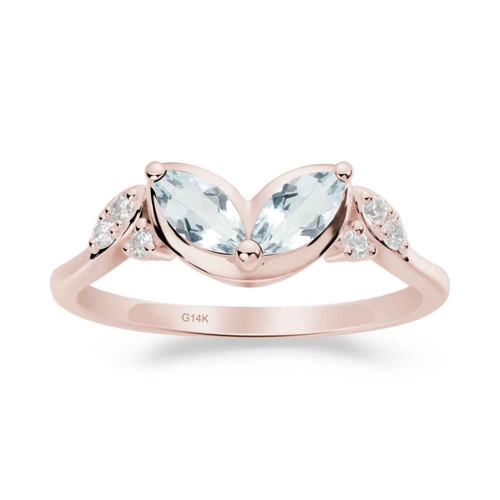 Marquise Aquamarine Leaf Ring - LUO Jewelry #metal_14k rose gold