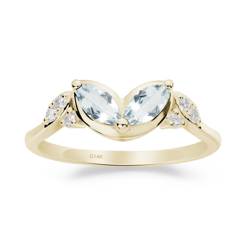 Marquise Aquamarine Leaf Ring - LUO Jewelry #metal_14k yellow gold