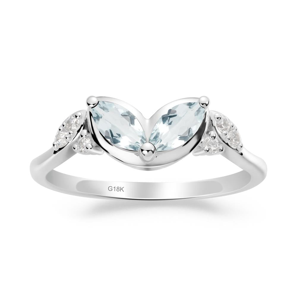 Marquise Aquamarine Leaf Ring - LUO Jewelry #metal_18k white gold