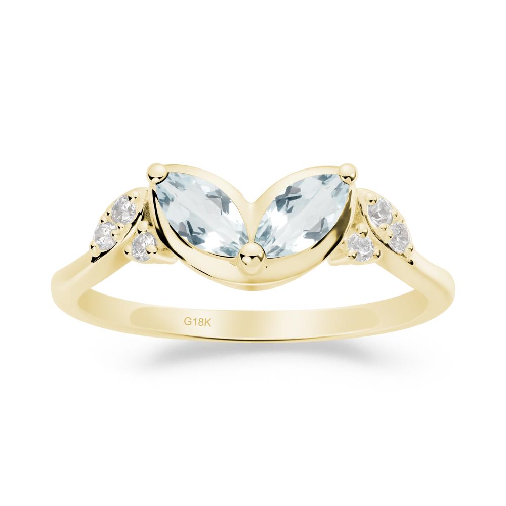 Marquise Aquamarine Leaf Ring - LUO Jewelry #metal_18k yellow gold