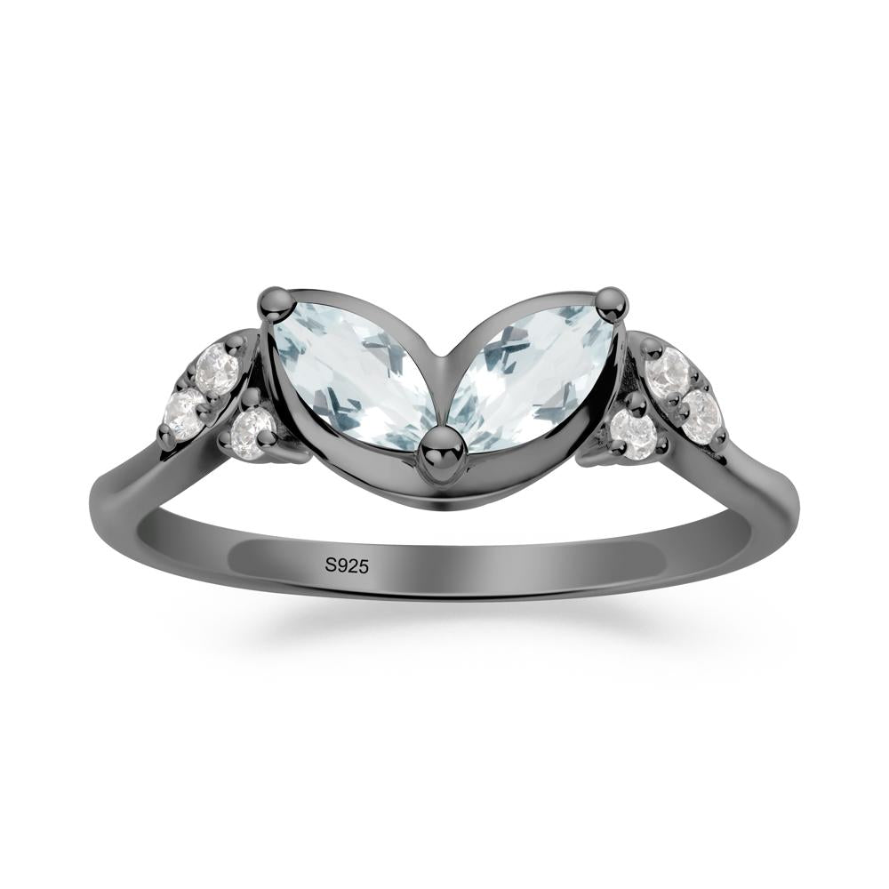 Marquise Aquamarine Leaf Ring - LUO Jewelry #metal_black finish sterling silver