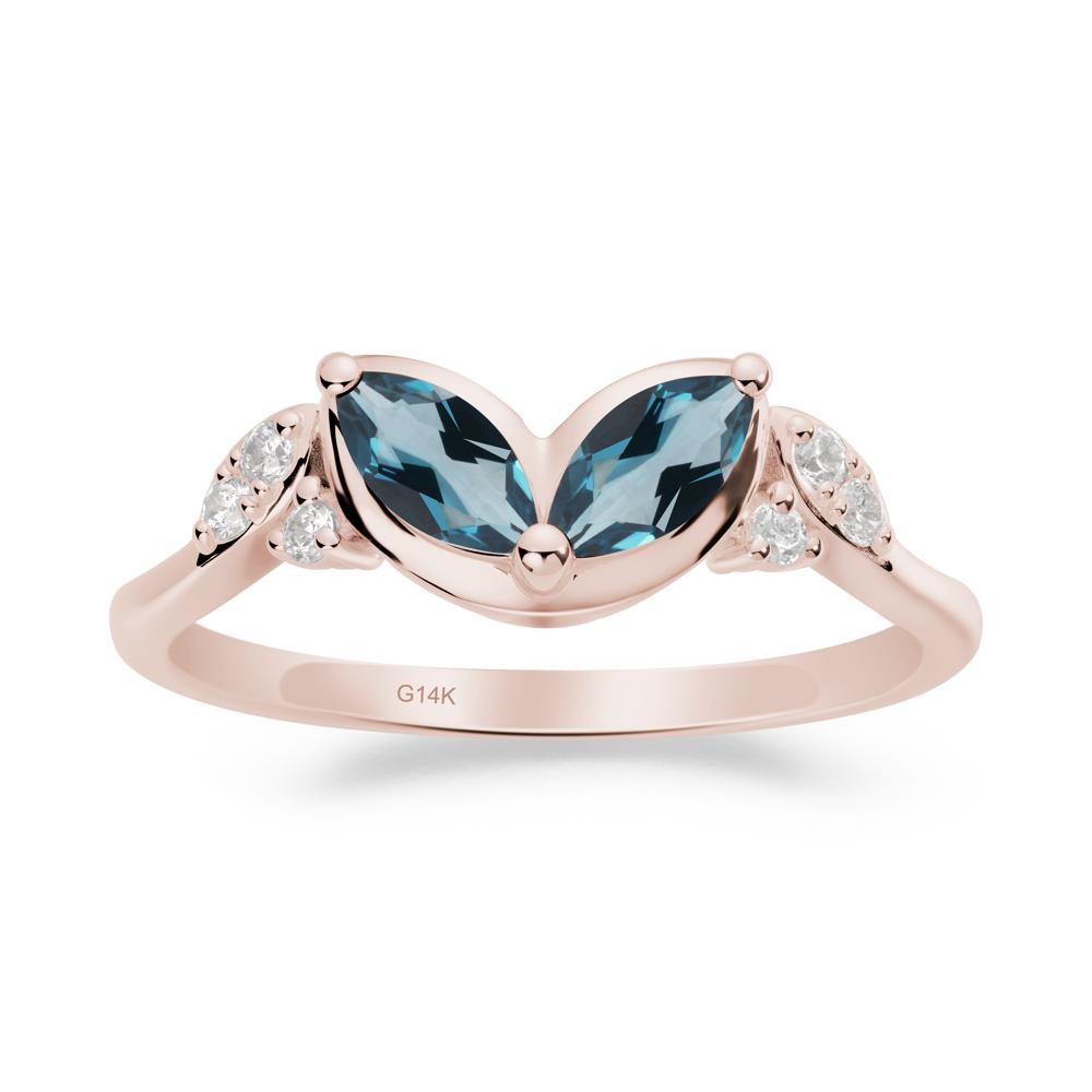 Leaf Inspired London Blue Topaz Ring - LUO Jewelry #metal_14k rose gold