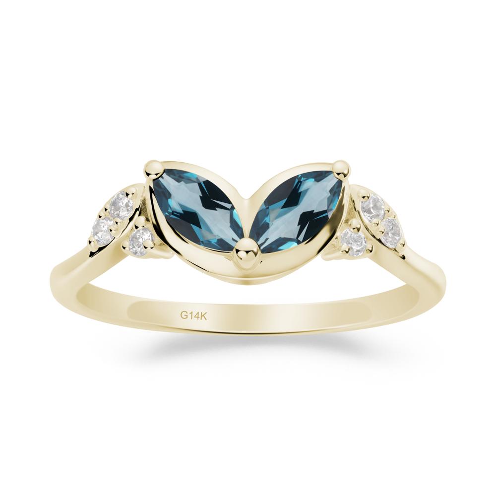 Leaf Inspired London Blue Topaz Ring - LUO Jewelry #metal_14k yellow gold