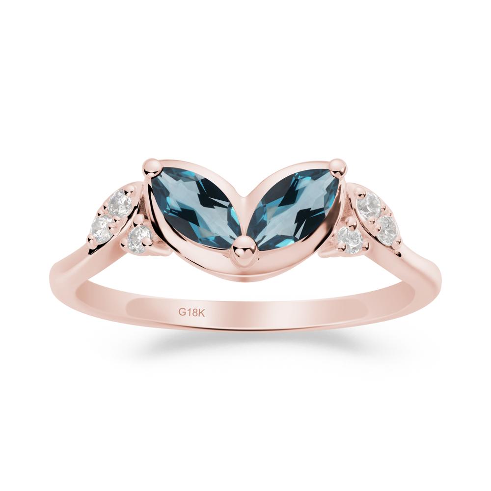 Leaf Inspired London Blue Topaz Ring - LUO Jewelry #metal_18k rose gold