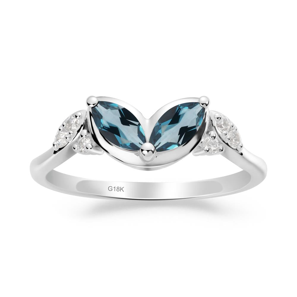 Leaf Inspired London Blue Topaz Ring - LUO Jewelry #metal_18k white gold