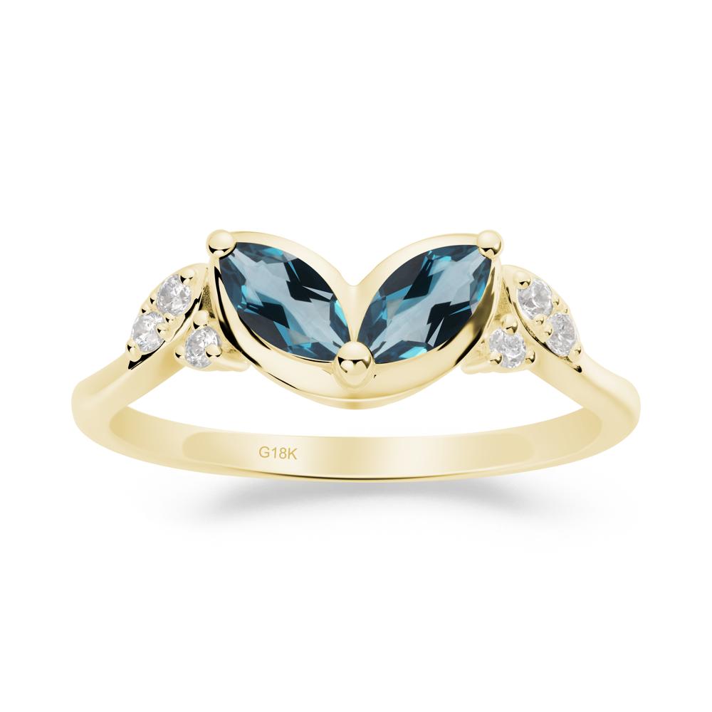 Leaf Inspired London Blue Topaz Ring - LUO Jewelry #metal_18k yellow gold