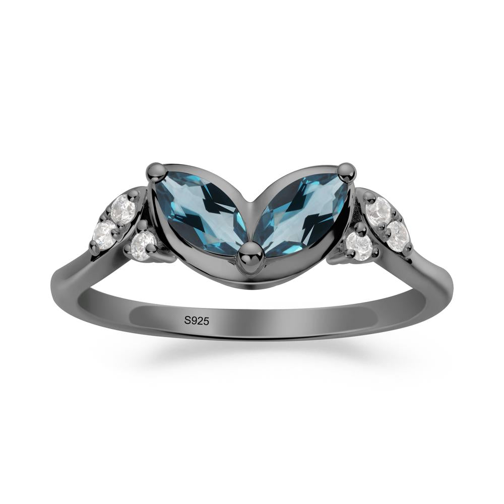 Leaf Inspired London Blue Topaz Ring - LUO Jewelry #metal_black finish sterling silver
