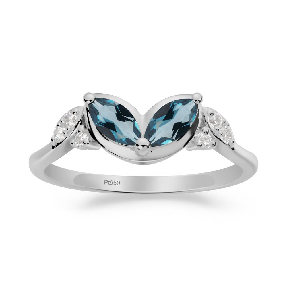 Leaf Inspired London Blue Topaz Ring - LUO Jewelry #metal_platinum