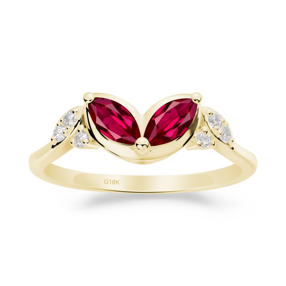 Marquise Ruby Leaf Ring - LUO Jewelry #metal_18k yellow gold