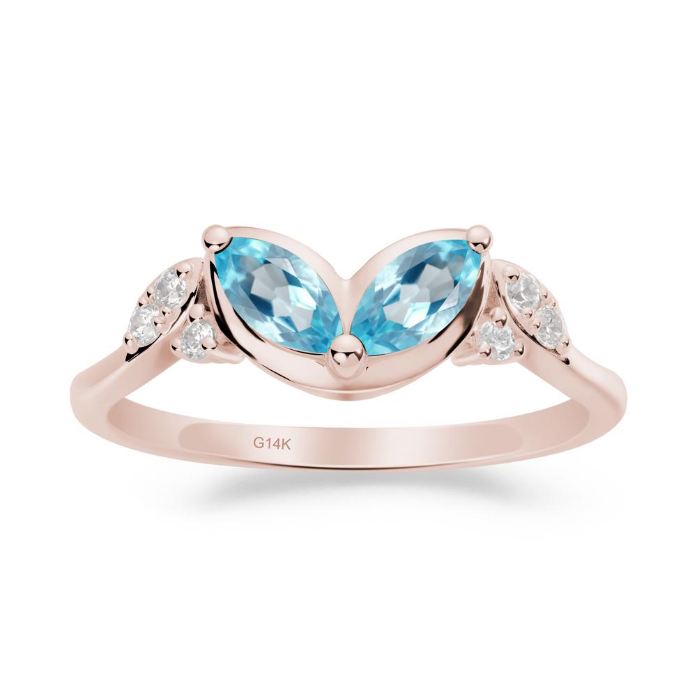 Marquise Swiss Blue Topaz Leaf Ring - LUO Jewelry #metal_14k rose gold