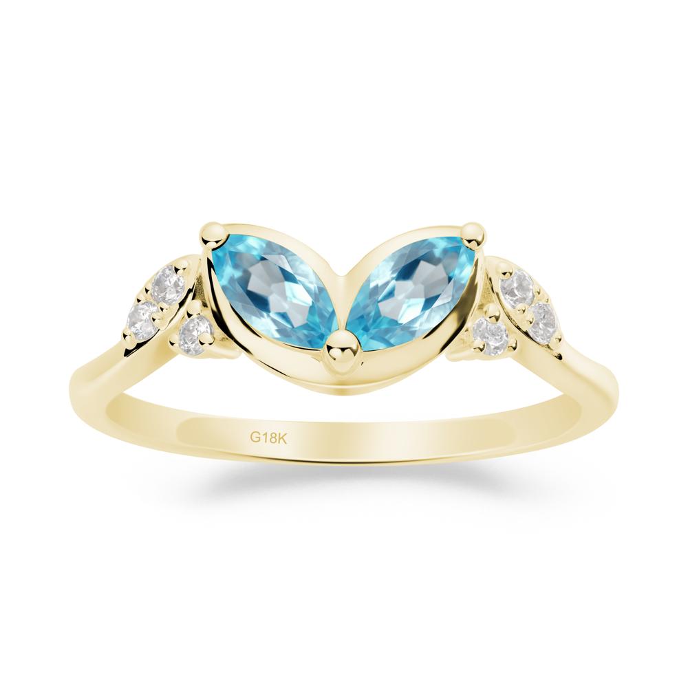 Marquise Swiss Blue Topaz Leaf Ring - LUO Jewelry #metal_18k yellow gold