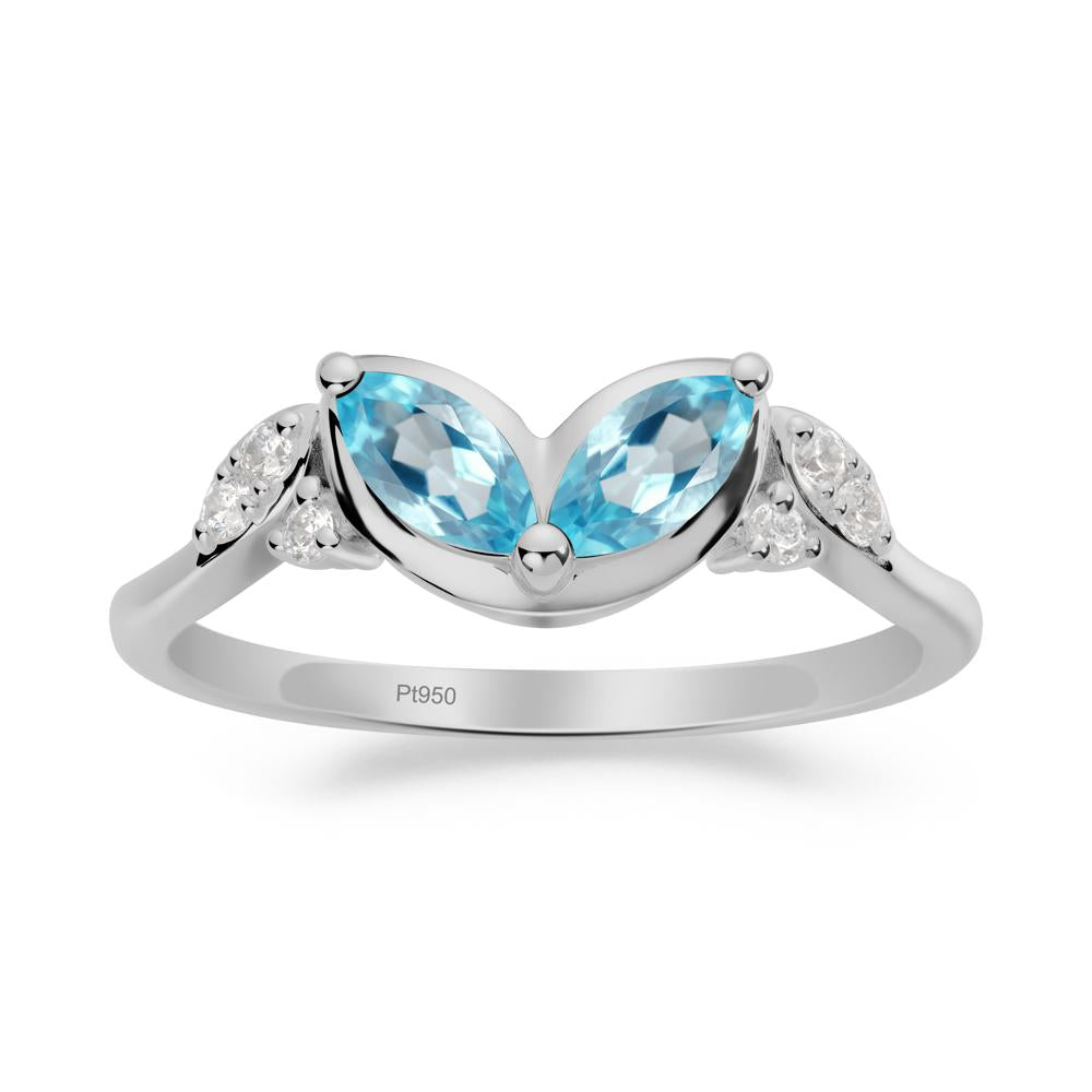 Marquise Swiss Blue Topaz Leaf Ring - LUO Jewelry #metal_platinum