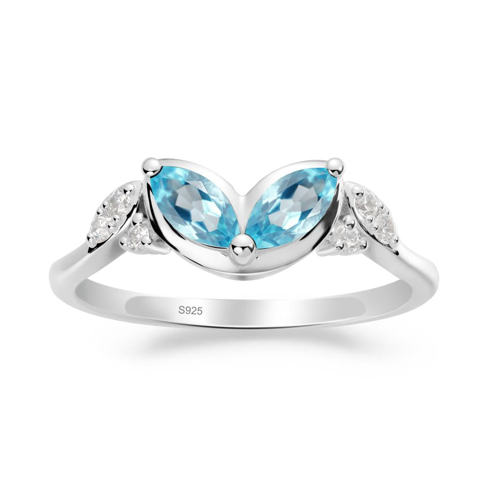 Marquise Swiss Blue Topaz Leaf Ring - LUO Jewelry #metal_sterling silver