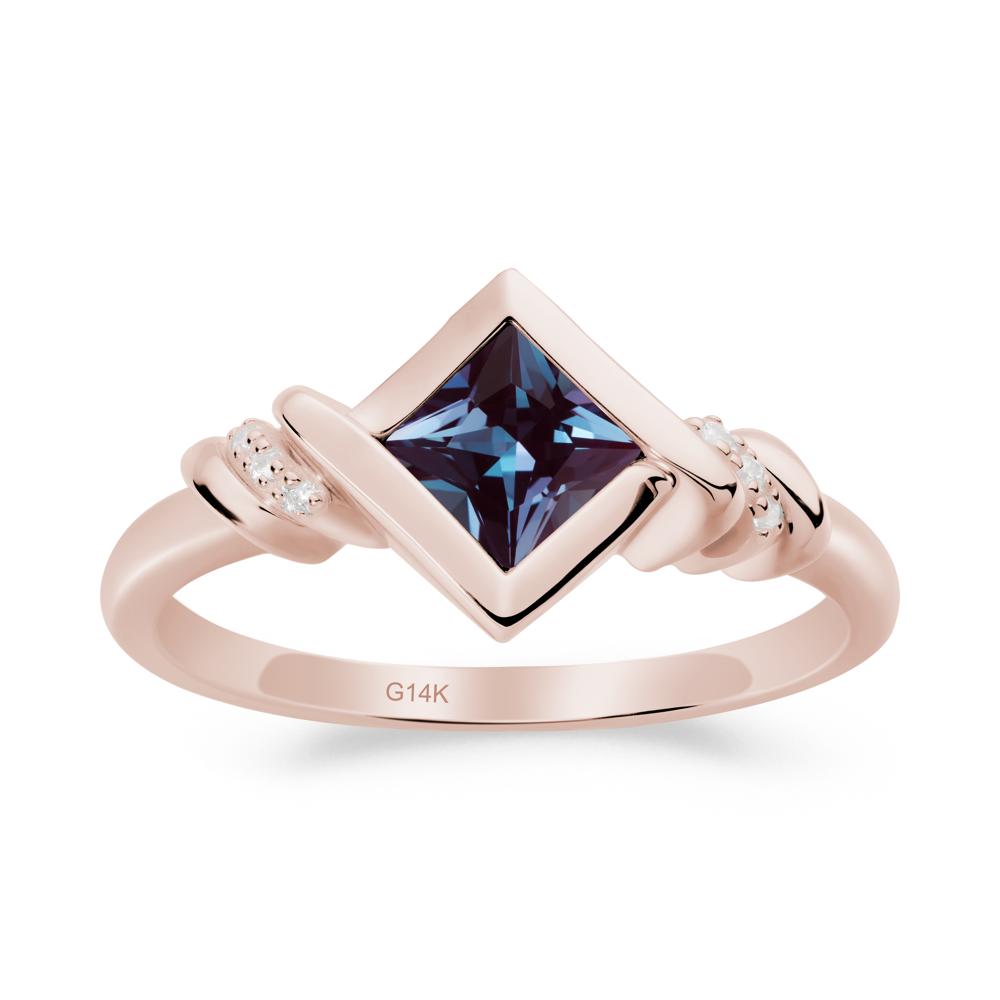 Princess Cut Alexandrite Statement Ring - LUO Jewelry #metal_14k rose gold