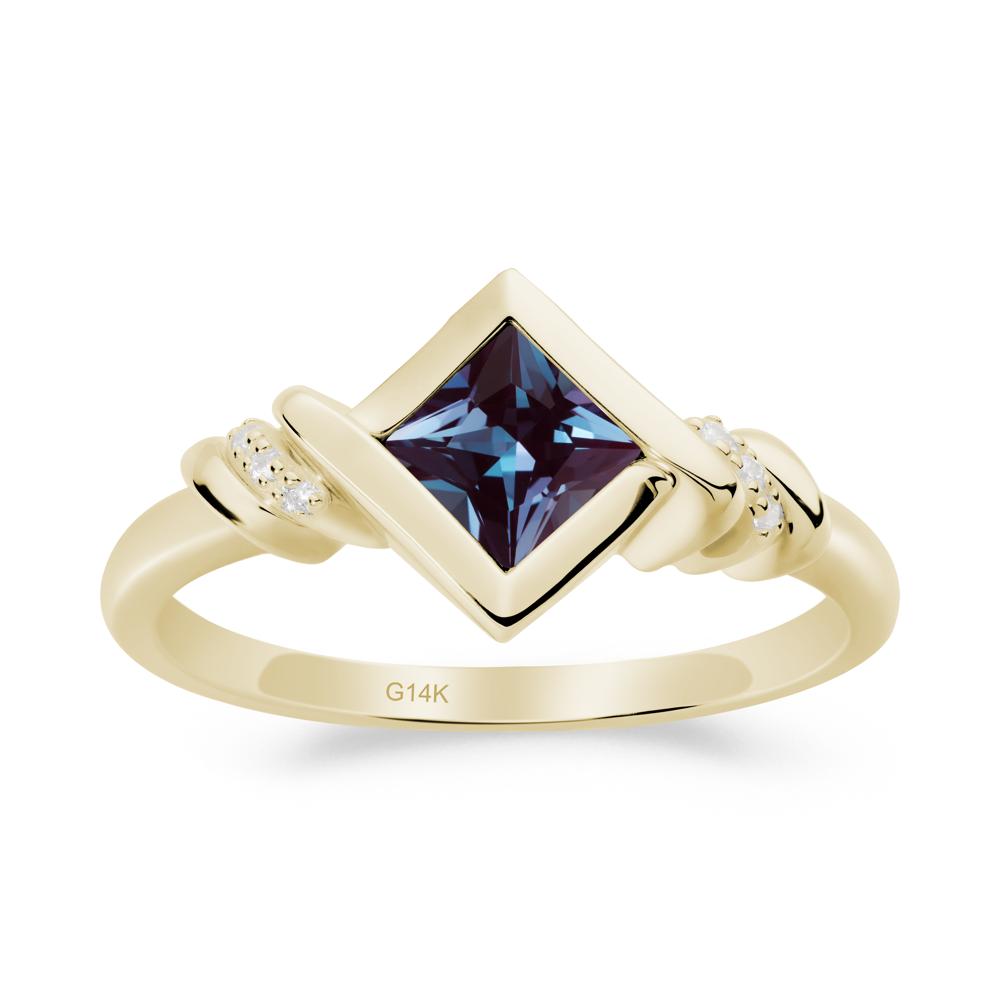 Princess Cut Alexandrite Statement Ring - LUO Jewelry #metal_14k yellow gold