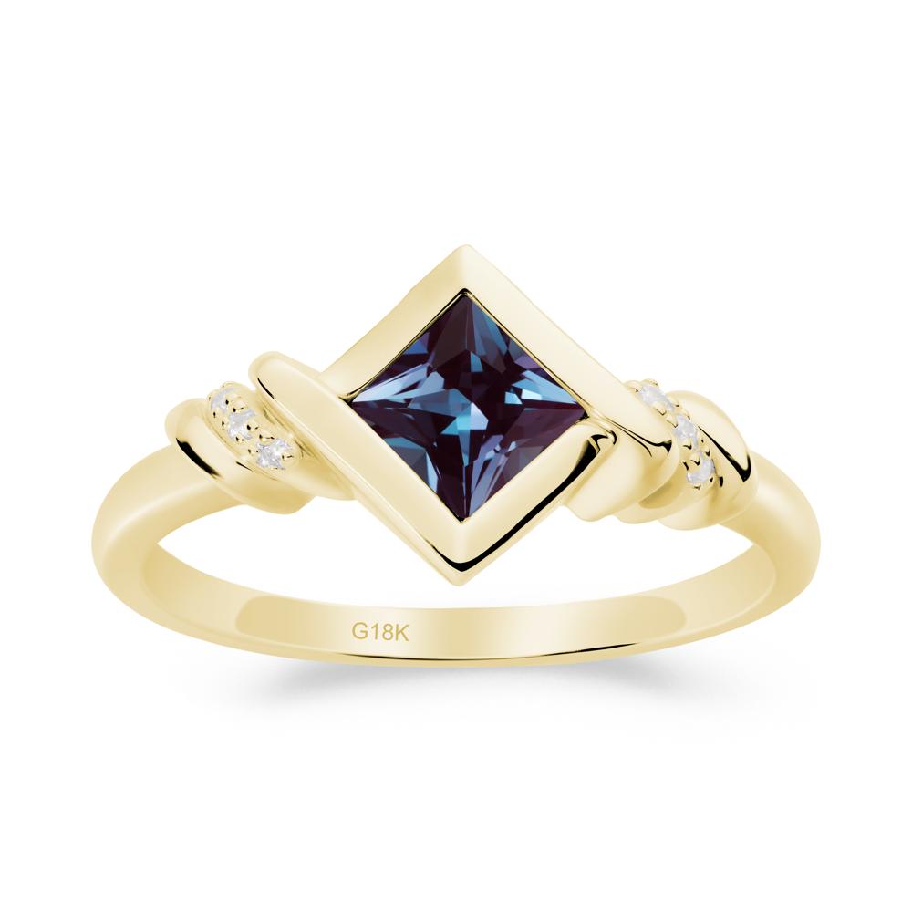 Princess Cut Alexandrite Statement Ring - LUO Jewelry #metal_18k yellow gold