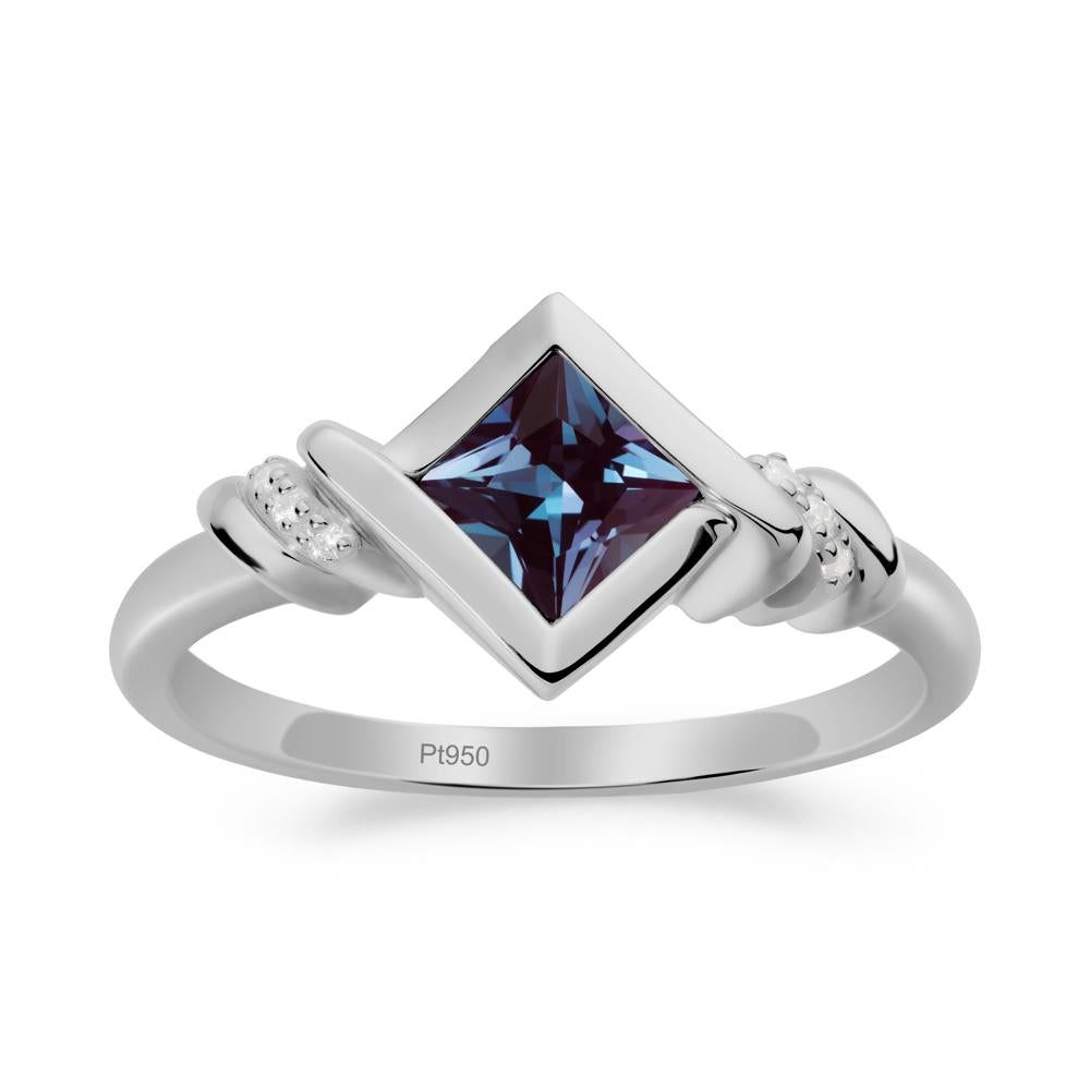 Princess Cut Alexandrite Statement Ring - LUO Jewelry #metal_platinum