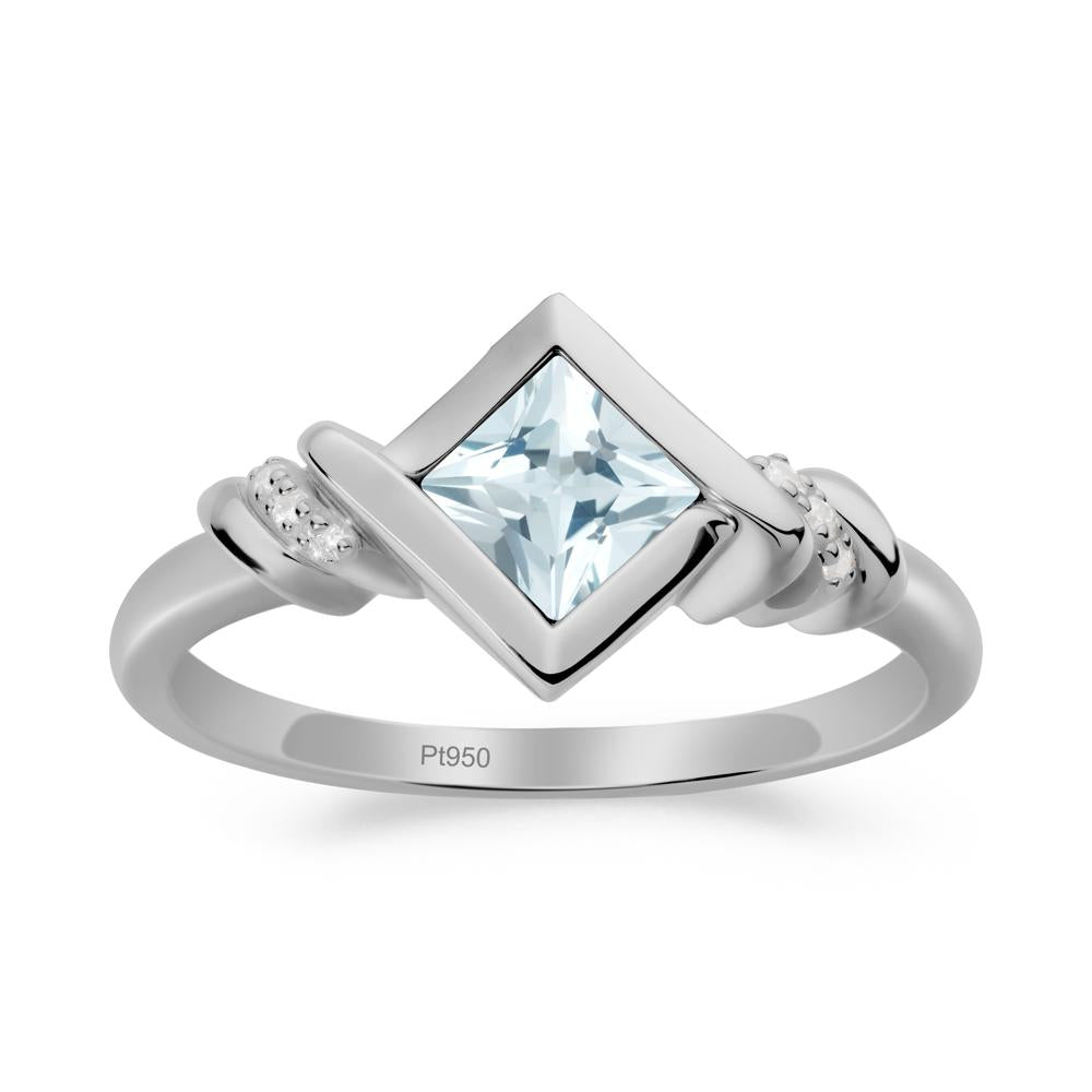 Bezel Set Aquamarine Ring with Twisted Shank - LUO Jewelry #metal_platinum