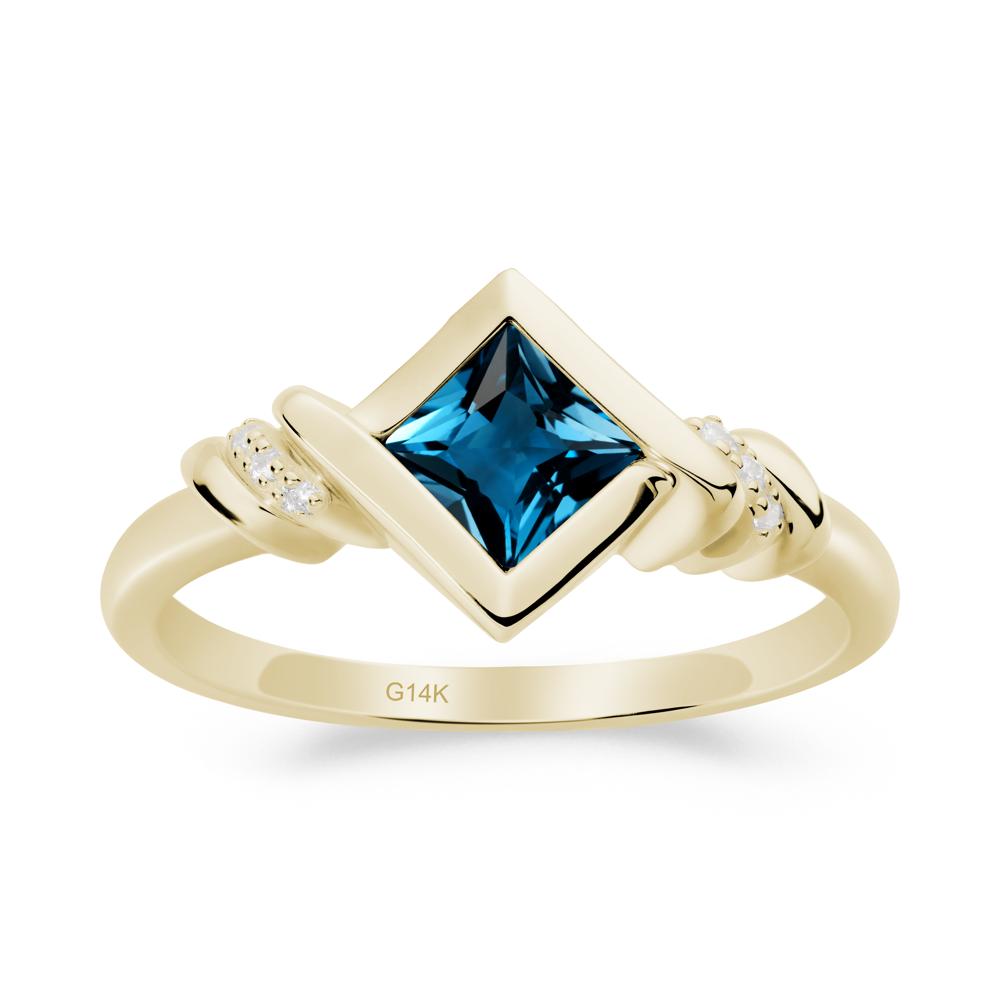Princess Cut London Blue Topaz Statement Ring - LUO Jewelry #metal_14k yellow gold