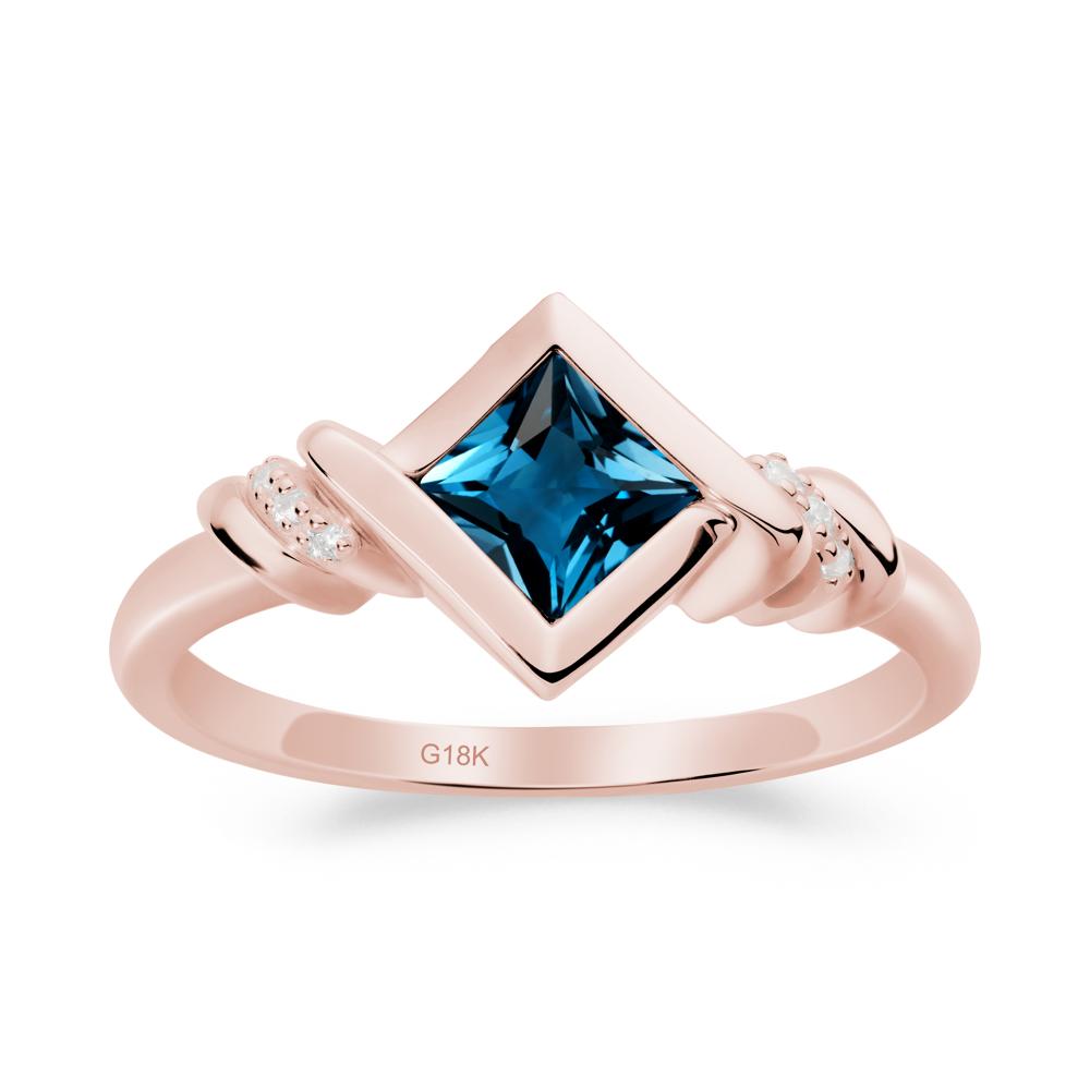 Princess Cut London Blue Topaz Statement Ring - LUO Jewelry #metal_18k rose gold