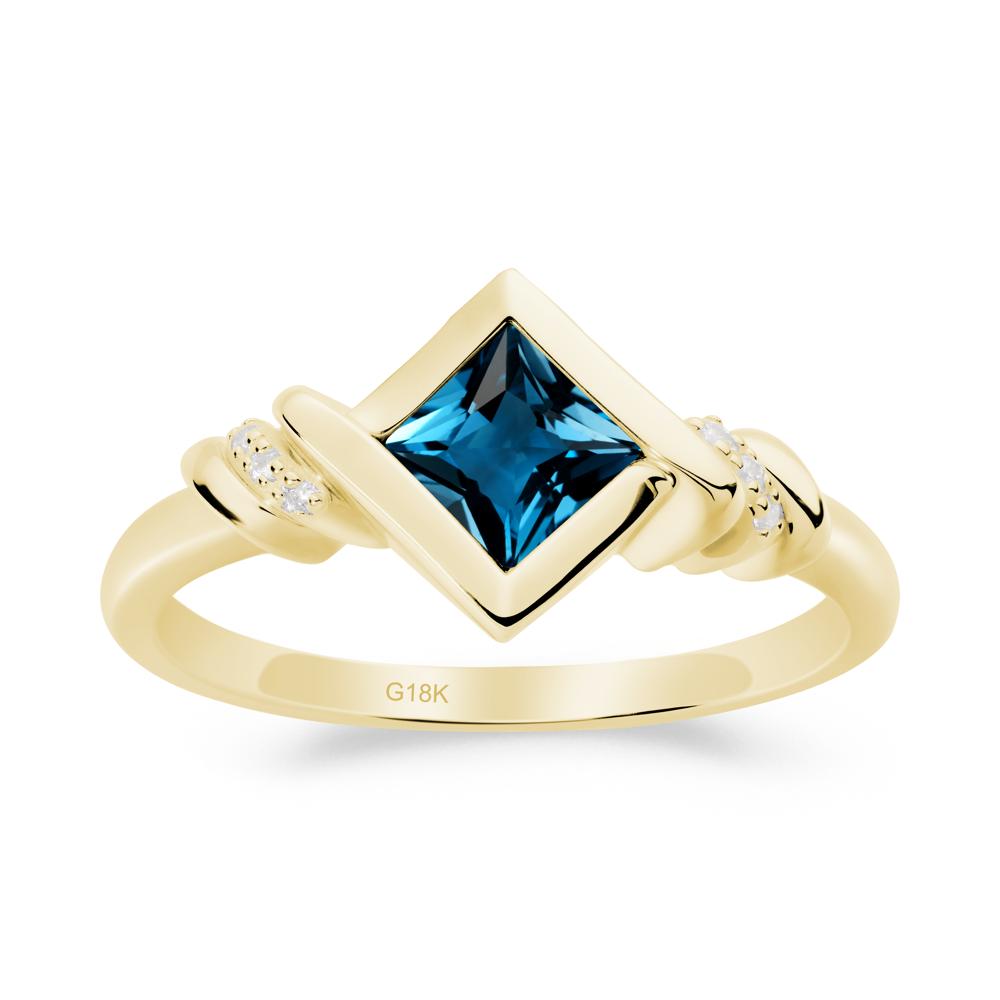 Princess Cut London Blue Topaz Statement Ring - LUO Jewelry #metal_18k yellow gold