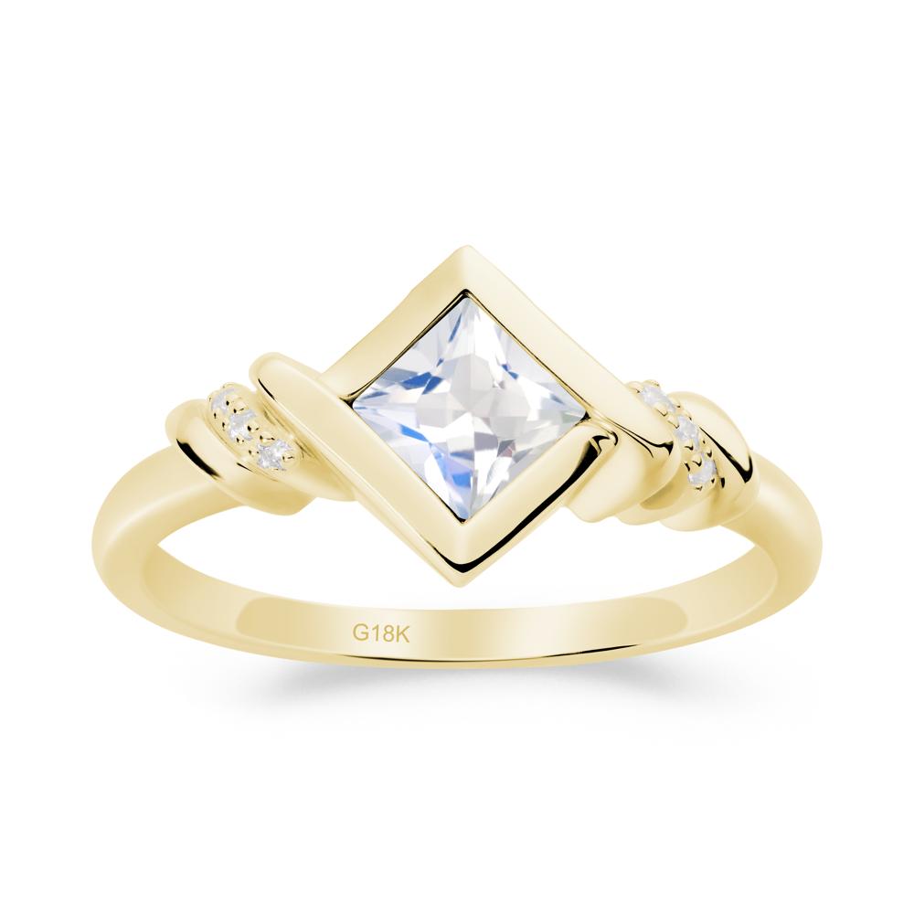 Bezel Set Moonstone Ring with Twisted Shank - LUO Jewelry #metal_18k yellow gold