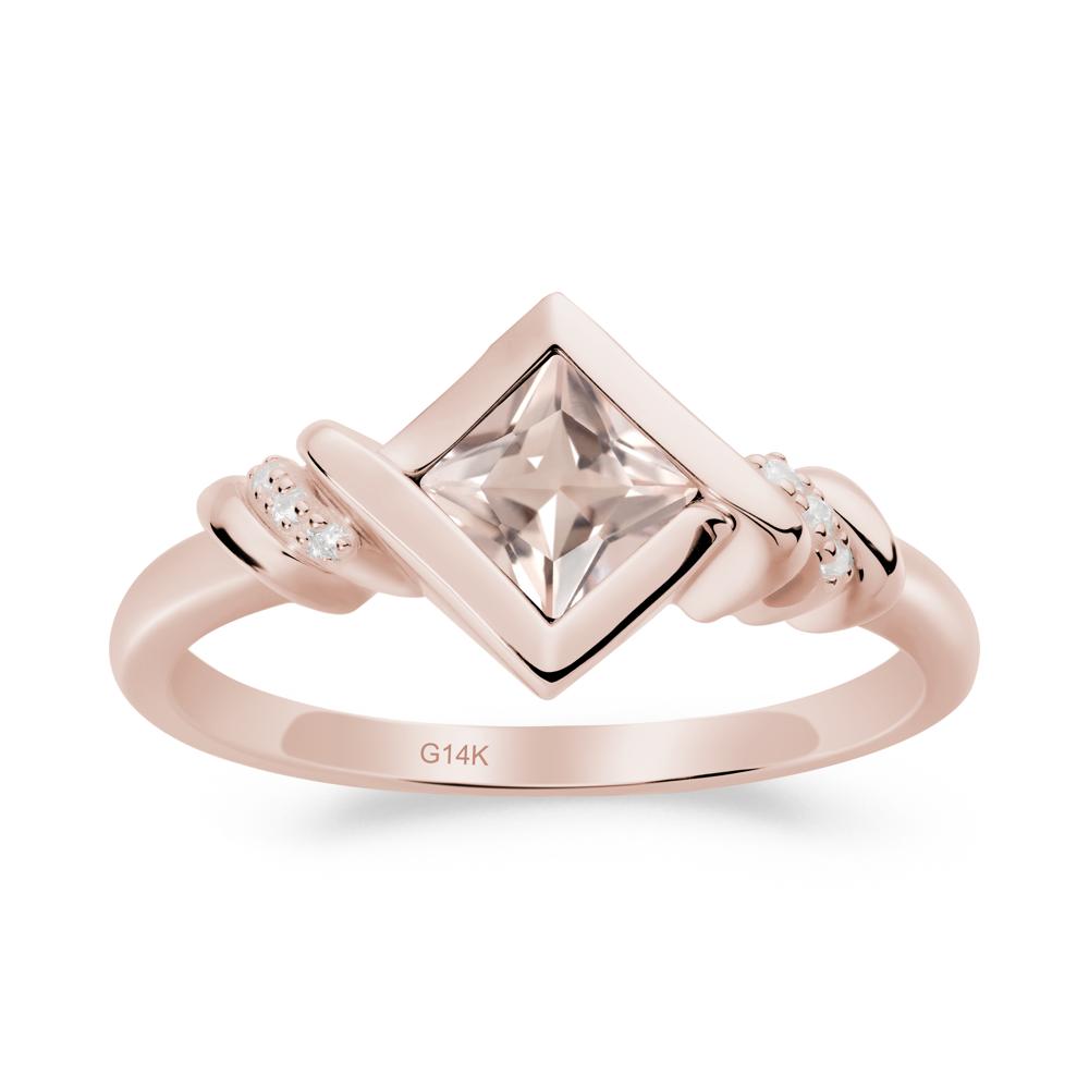 Bezel Set Morganite Ring with Twisted Shank - LUO Jewelry #metal_14k rose gold
