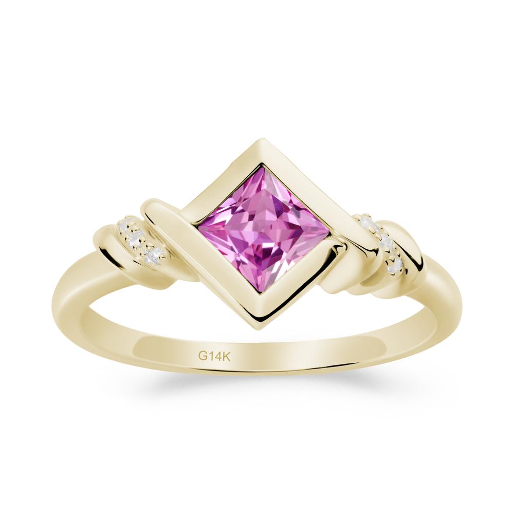 Princess Cut Pink Sapphire Statement Ring - LUO Jewelry #metal_14k yellow gold