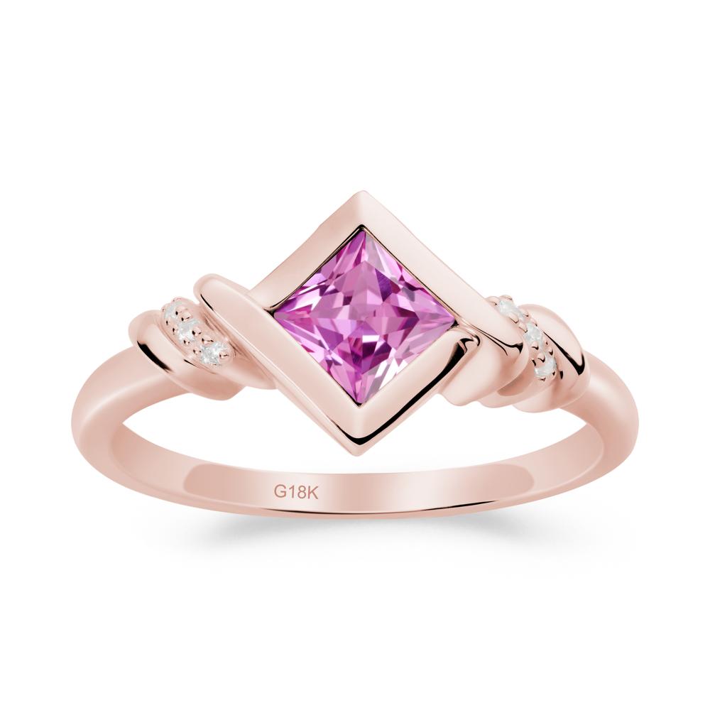 Princess Cut Pink Sapphire Statement Ring - LUO Jewelry #metal_18k rose gold