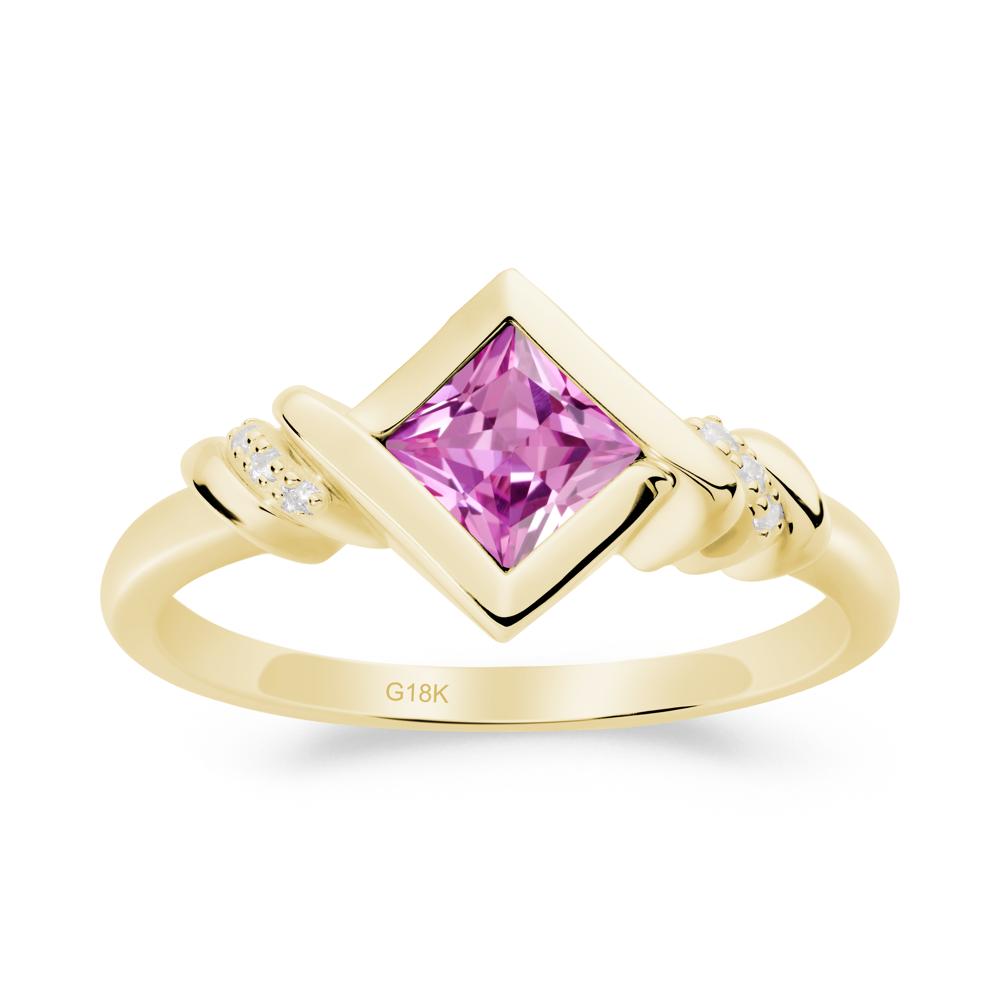 Princess Cut Pink Sapphire Statement Ring - LUO Jewelry #metal_18k yellow gold