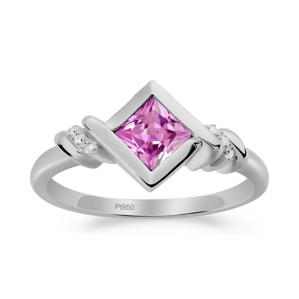 Princess Cut Pink Sapphire Statement Ring - LUO Jewelry #metal_platinum