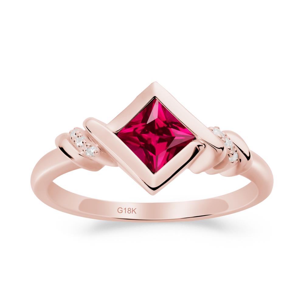 Princess Cut Ruby Statement Ring - LUO Jewelry #metal_18k rose gold