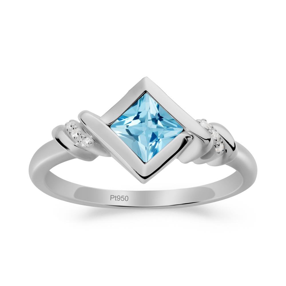 Princess Cut Swiss Blue Topaz Statement Ring - LUO Jewelry #metal_platinum