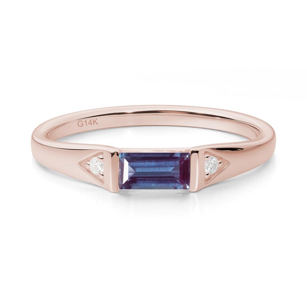 Minimalist Baguette Alexandrite Ring - LUO Jewelry #metal_14k rose gold