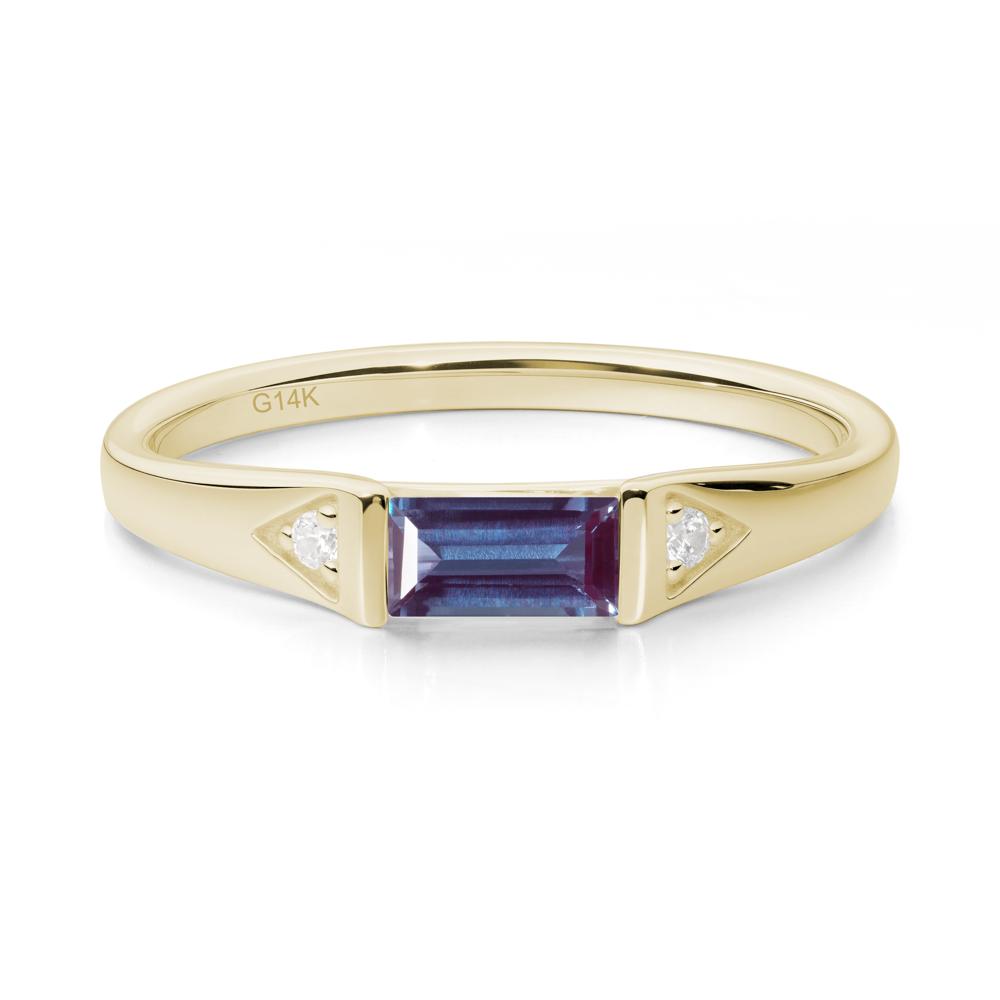 Minimalist Baguette Alexandrite Ring - LUO Jewelry #metal_14k yellow gold