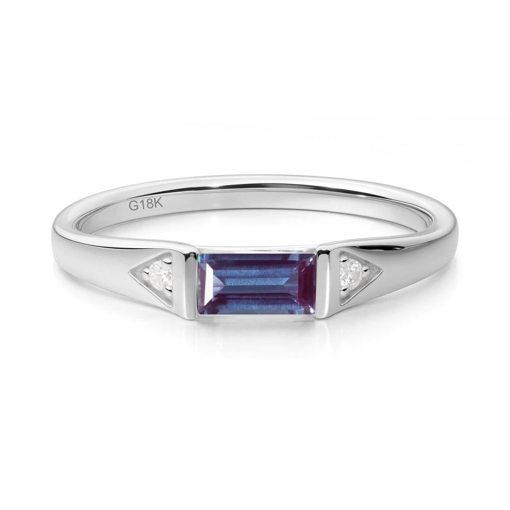 Minimalist Baguette Alexandrite Ring - LUO Jewelry #metal_18k white gold