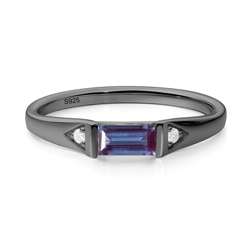 Minimalist Baguette Alexandrite Ring - LUO Jewelry #metal_black finish sterling silver